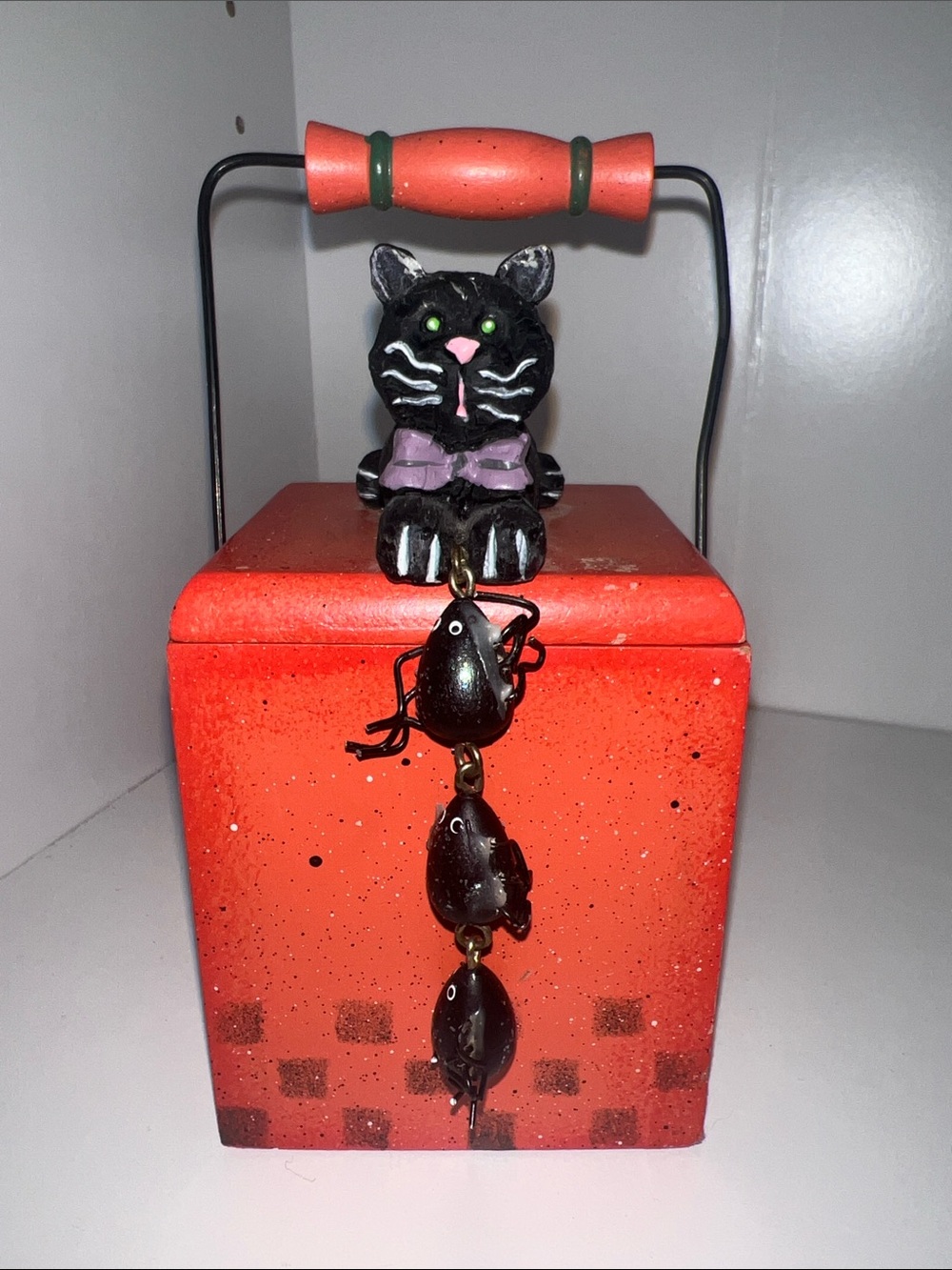 Decorative Orange Cat  Box with Black Cat Accent - Unbranded